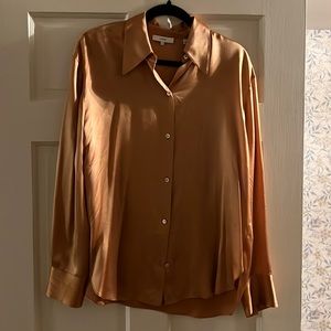 Vince gold 100% silk button down blouse